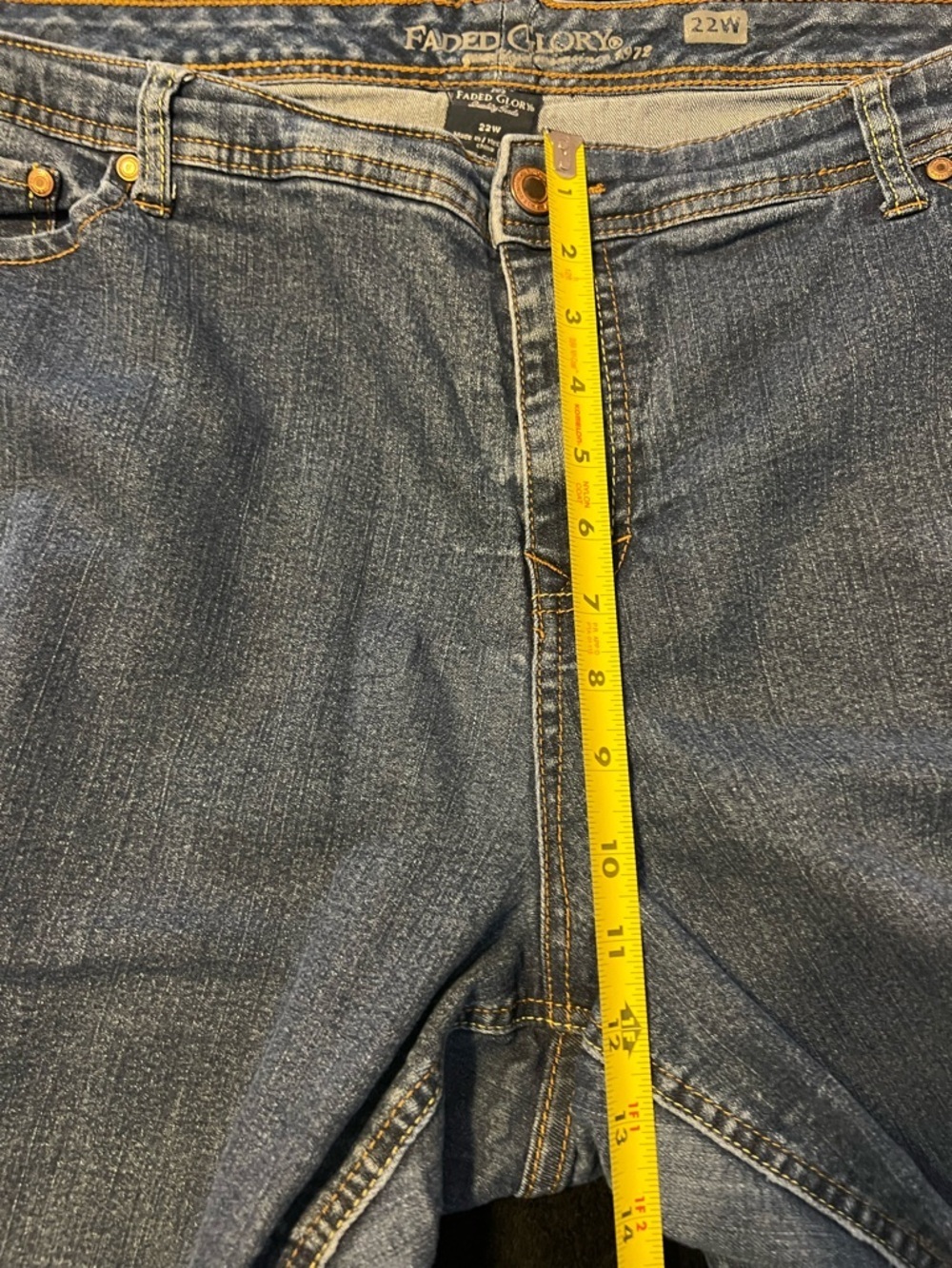 GUC Faded Glory Stretchy! Classic Blue Denim Pedal Pusher Jeans Womenâs 22W - Picture 7 of 7
